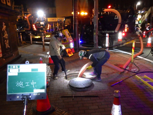 某所にて大口径伏越下水管きょの清掃及びTVカメラ調査を行いました！