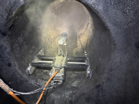 某所にて大口径伏越下水管きょの清掃及びTVカメラ調査を行いました！